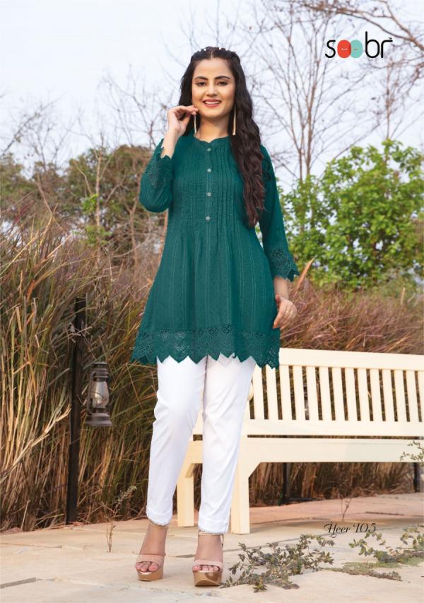 Heer Soobr Weaved Richi Buti Designer Schifly Work Tunic Collection